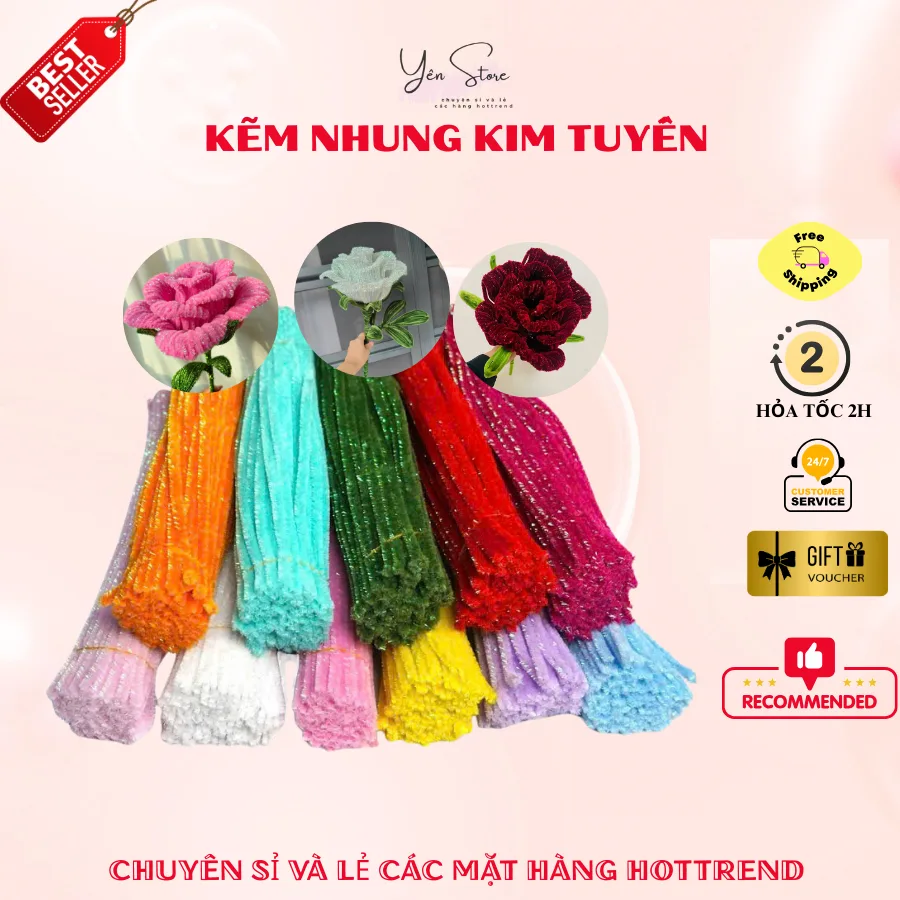 Kẽm Nhung Kim Tuyến, Kẽm Kim Tuyến, Kẽm Xà Cừ Loại 1 Làm Hoa, Đồ Handmade YÊN STORE